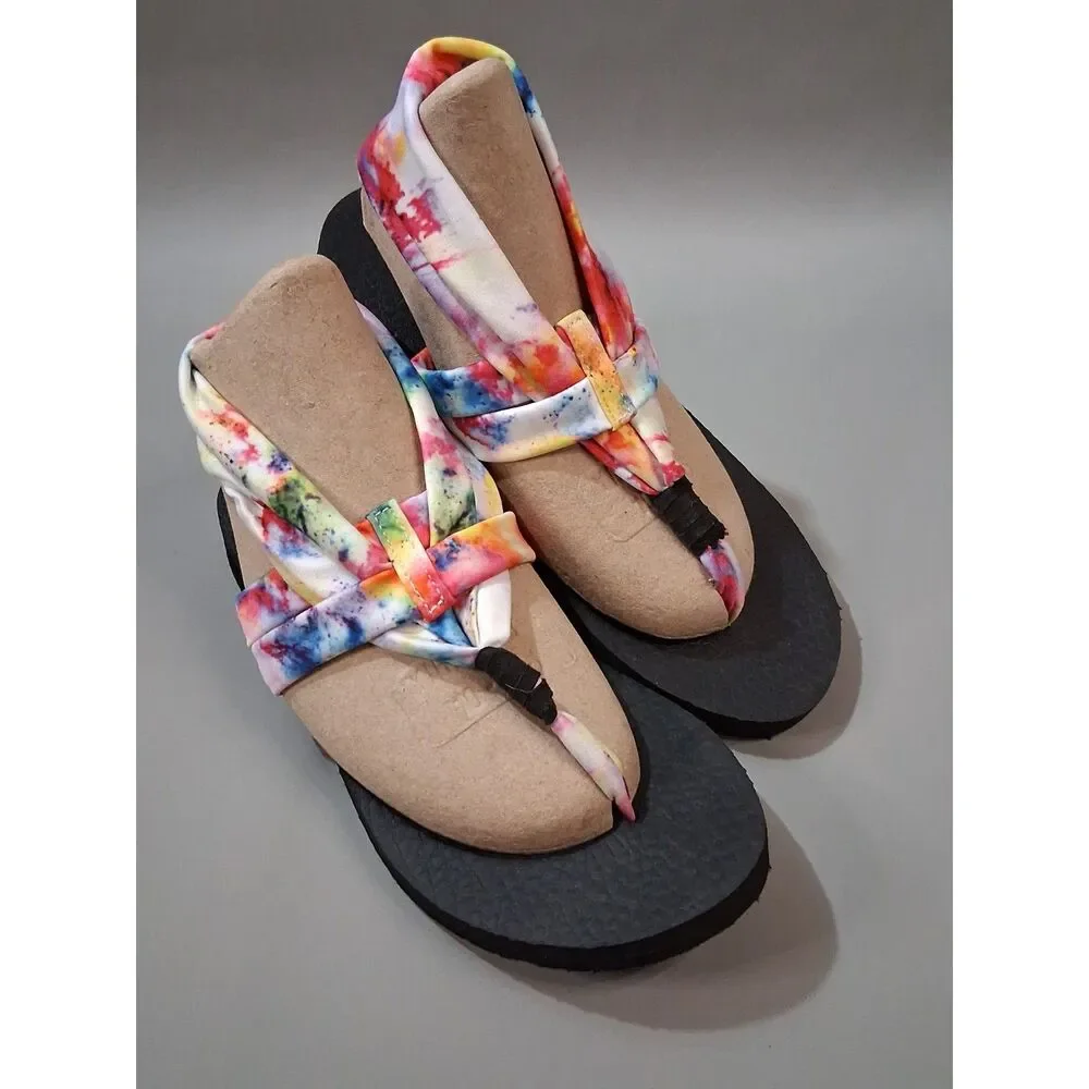 Skechers Womens Yoga Foam Tie Dye Slingback Sandals Size 7 EU 37
